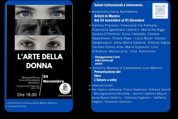 La Donna tra Arte e Antologia: appuntamento il 24 novembre al Complesso San Filippo Neri di Lauro