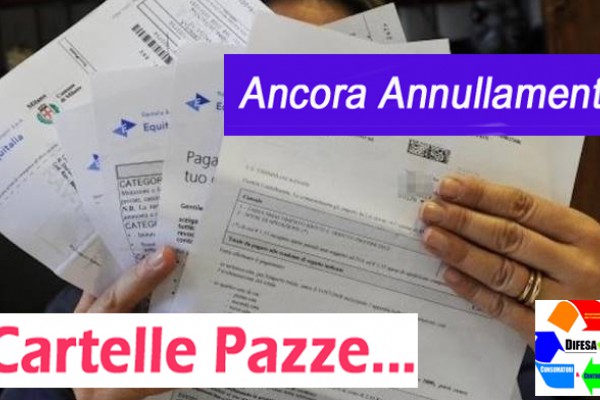 Attenti alle Cartelle Esattoriali infondate, Difesa Consumatori e Contribuenti continua negli annullamenti di cartelle per multe di Enti e Prefetture che vengono anche condannate alle spese