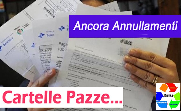 Attenti alle Cartelle Esattoriali infondate, Difesa Consumatori e Contribuenti continua negli annullamenti di cartelle per multe di Enti e Prefetture che vengono anche condannate alle spese