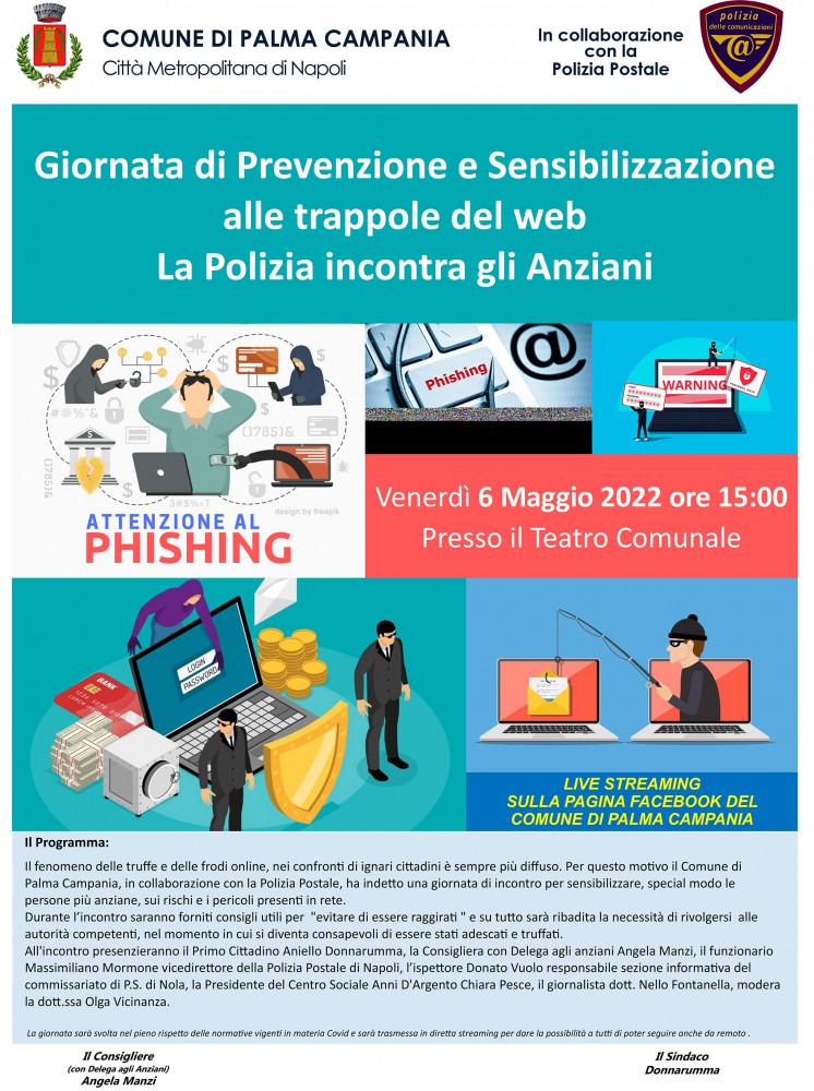 A Palma Campania la giornata di prevenzione e sensibilizzazione alle trappole del web: la Polizia incontra anziani e giovani