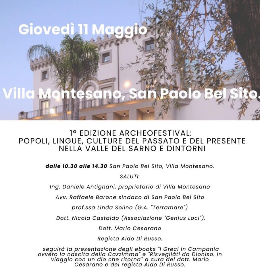 SAN PAOLO BEL SITO, PRIMA EDIZIONE DI ARCHEOFESTIVAL: POPOLI, LINGUE, CULTURE DEL PASSATO E DEL PRESENTE