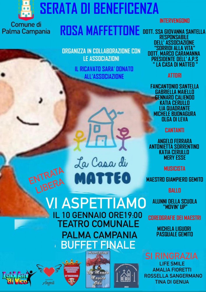 PALMA CAMPANIA TERRA DI BENEFICENZA CON UN EVENTO DI RACCOLTA PER SOSTENERE LA CASA DI MATTEO