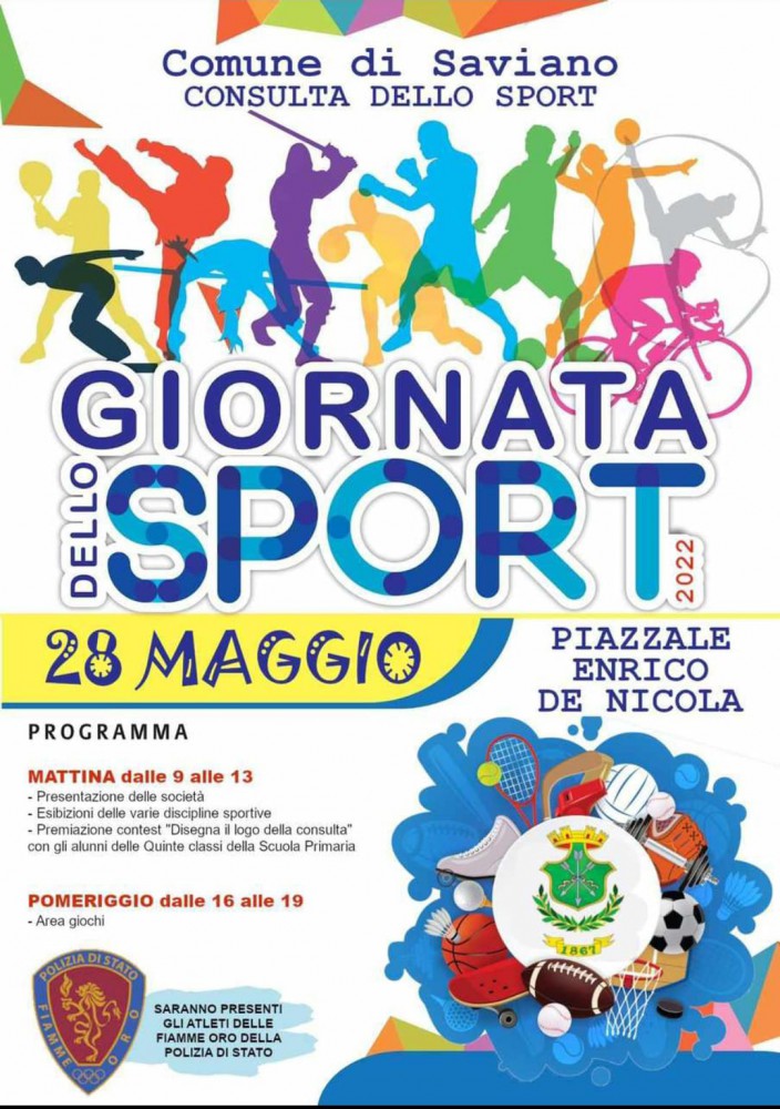 Sabato 28 maggio la Giornata dello Sport a Saviano