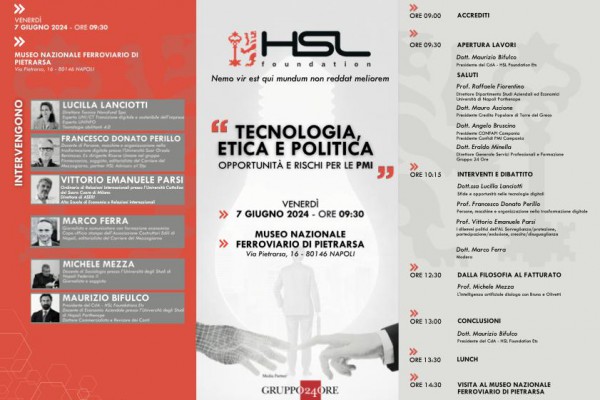 HSL Foundation: un convegno dedicato a Tecnologia, Etica e Politica, Opportunità e Rischi per le Pmi