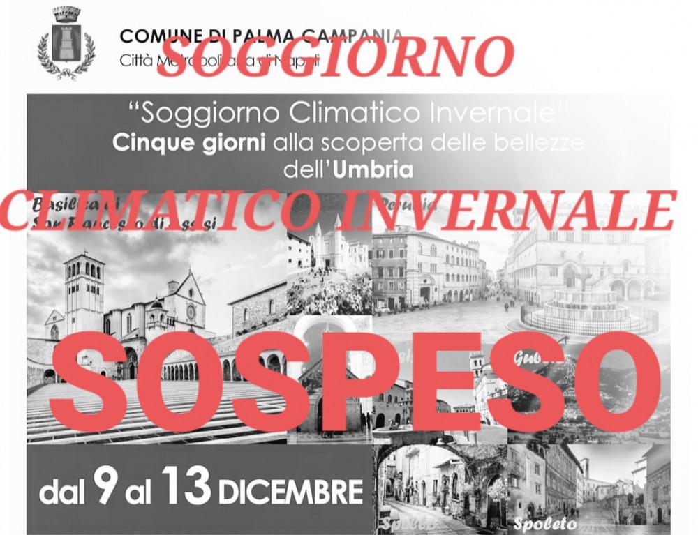 Palma Campania: soggiorno climatico invernale in Umbria sospeso in via precauzionale.