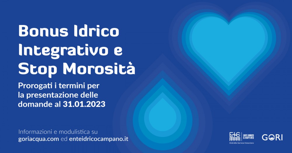 BONUS IDRICO INTEGRATIVO E STOP MOROSITÀ: C'E' LA PROROGA