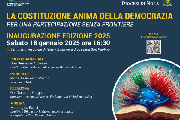 LA COSTITUZIONE ITALIANA AL CENTRO DELL'EDIZIONE 2025 DELLA SCUOLA SOCIOPOLITICA E IMPRENDITORIALE DELLA DIOCESI DI NOLA