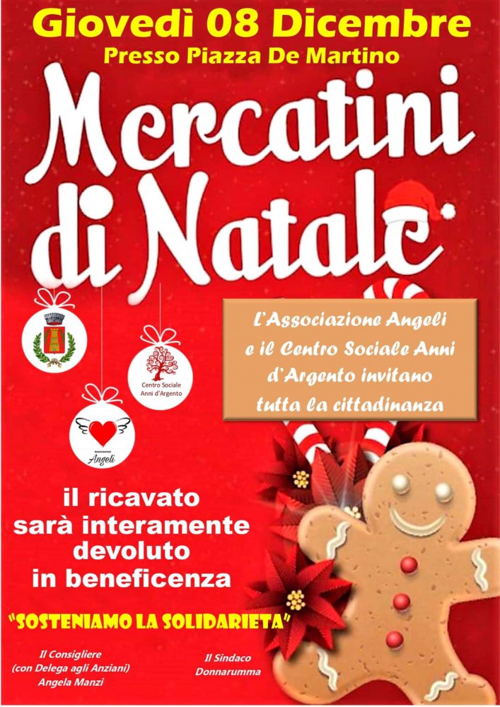 Aria di Natale a Palma Campania: al via i Mercatini a cura del Centro Sociale Anni D’Argento e l’Associazione Angeli