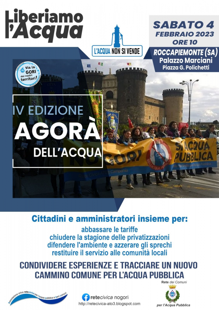 Acqua pubblica: comitati e sindaci a confronto nell'Agorà